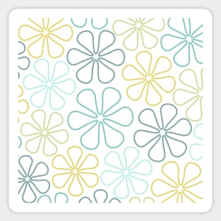 Abstract Flowers Teals Yellow Lime White Sticker